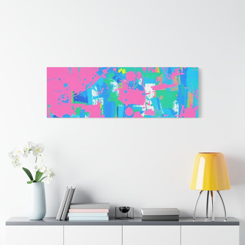 Neon Splash Abstract Canvas Print – Bright Pink & Aqua Modern Wall Art