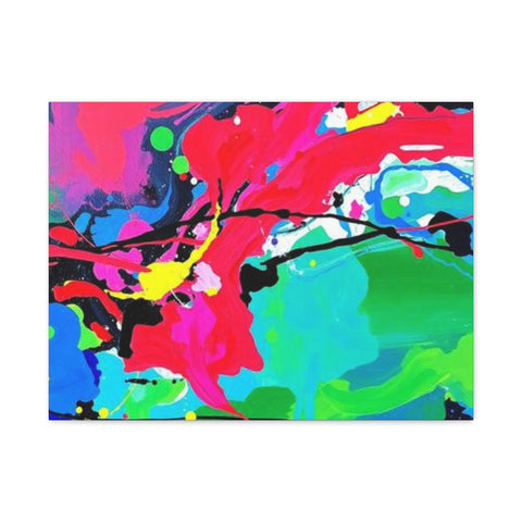 Abstract Neon Splash Matte Canvas Print — Vibrant Colorful Stretched Wall Art