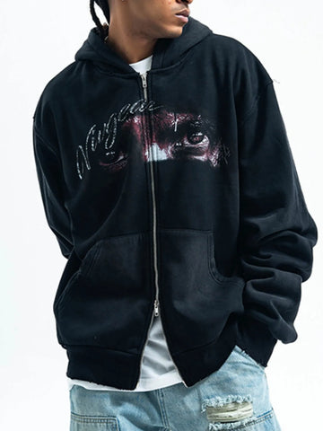 Men's Graphic Zip-Up Hoodie with Pockets