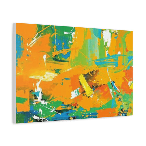 Abstract Orange & Green Canvas Art — Vibrant Modern Wall Decor