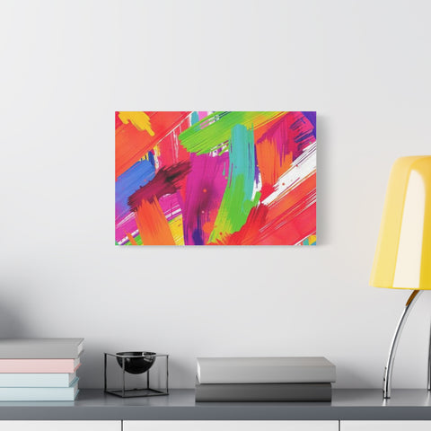 Abstract Rainbow Brushstrokes Matte Canvas Wall Art — Vibrant Stretched 1.25"