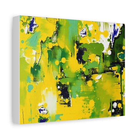 Abstract Green & Yellow Matte Canvas Print – Vibrant Modern Wall Art