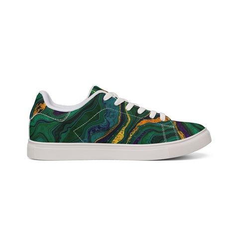 Low-Top Sneakers — Green Marble Swirl Leather Design