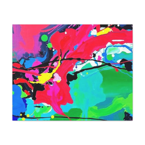 Abstract Neon Splash Matte Canvas Print — Vibrant Colorful Stretched Wall Art