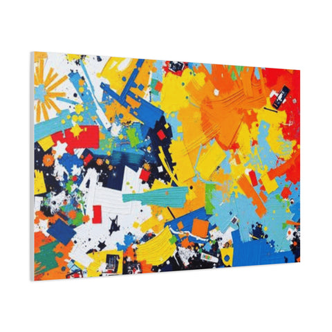 Abstract Splash Colorful Matte Canvas Wall Art – Vibrant Modern Stretched Print