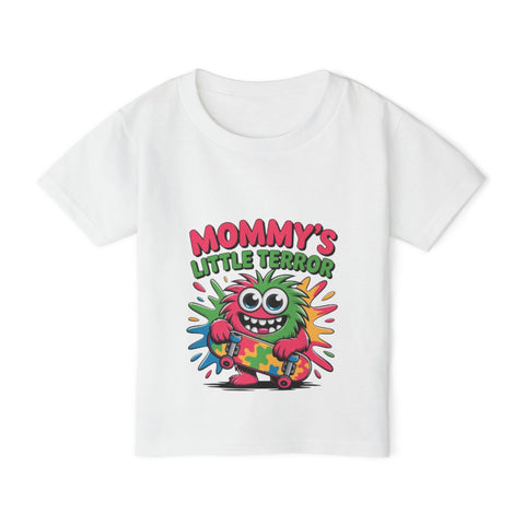Toddler T-Shirt — "Mommy's Little Terror" Colorful Skate Monster Tee