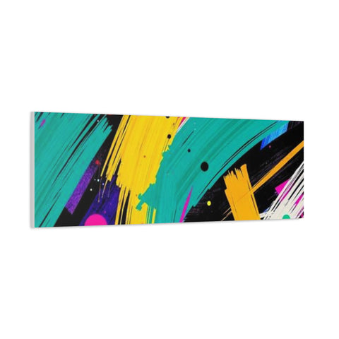 Abstract Neon Brushstroke Canvas Print — Colorful Modern Wall Art