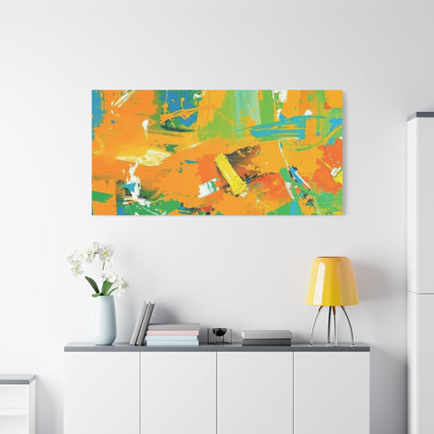 Abstract Orange & Green Canvas Art — Vibrant Modern Wall Decor