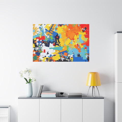 Abstract Splash Colorful Matte Canvas Wall Art – Vibrant Modern Stretched Print
