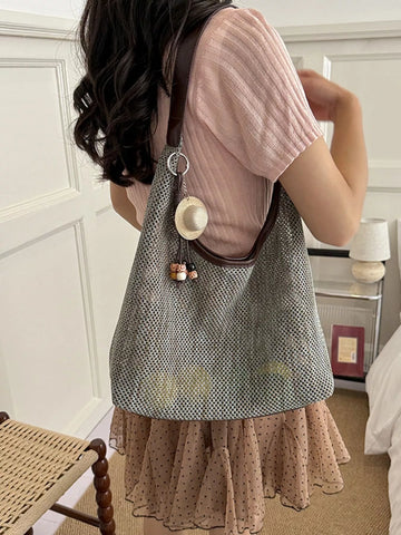 Textured Woven Shoulder Bag