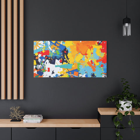 Abstract Splash Colorful Matte Canvas Wall Art – Vibrant Modern Stretched Print