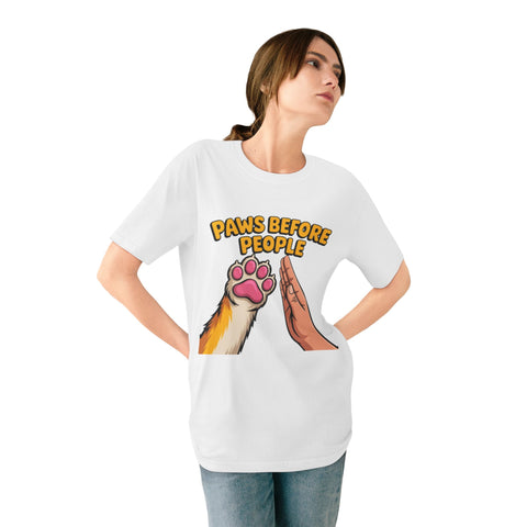 Paws Before People T-Shirt — Cute Cat Paw High-Five Tee for Cat Lovers