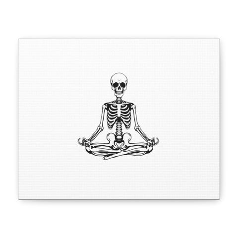 Yoga Skeleton Canvas Print — Meditating Skeleton Wall Art, Minimalist Gothic Home Decor