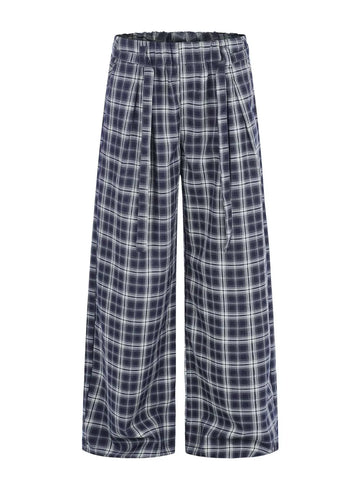 Men's Plaid Wide-Leg Pants