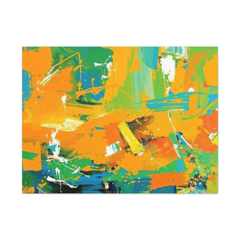 Abstract Orange & Green Canvas Art — Vibrant Modern Wall Decor
