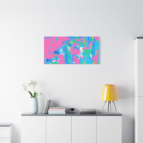 Neon Splash Abstract Canvas Print – Bright Pink & Aqua Modern Wall Art