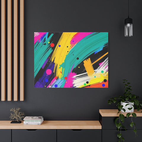 Abstract Neon Brushstroke Canvas Print — Colorful Modern Wall Art