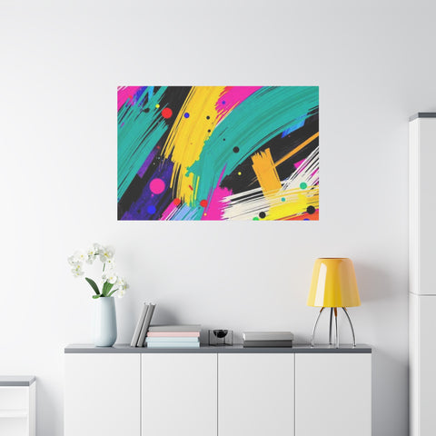 Abstract Neon Brushstroke Canvas Print — Colorful Modern Wall Art