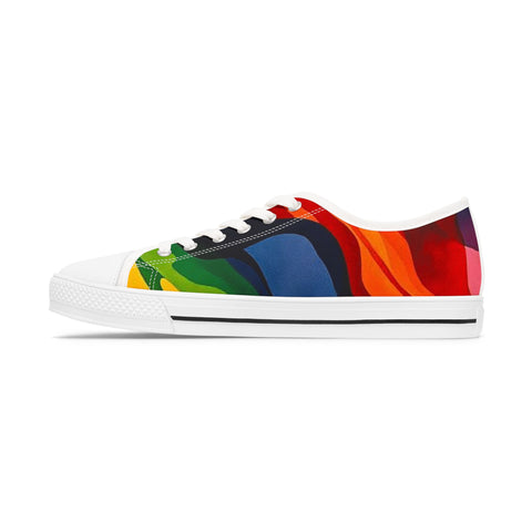 Low Top Sneakers — Vibrant Rainbow Wave Women's Canvas Shoes