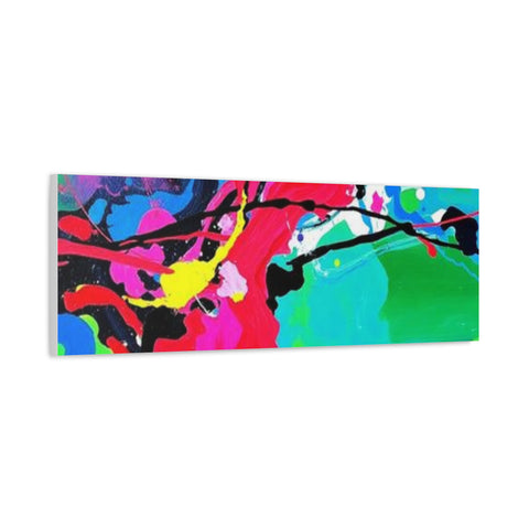 Abstract Neon Splash Matte Canvas Print — Vibrant Colorful Stretched Wall Art