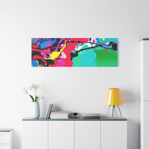 Abstract Neon Splash Matte Canvas Print — Vibrant Colorful Stretched Wall Art