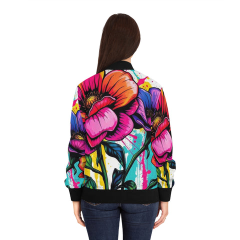 Floral Graffiti Bomber Jacket