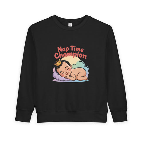 Nap Time Champion Toddler Sweatshirt — Cute Sleeping Baby Graphic