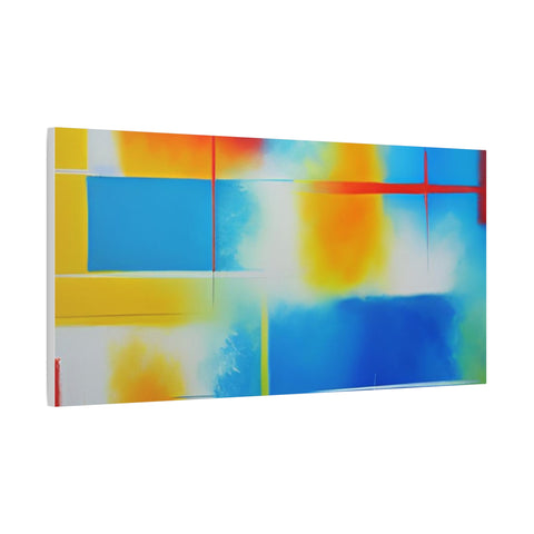 Abstract Color Field Matte Canvas Print — Vibrant Blue, Yellow & Red Stretched Wall Art