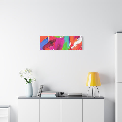 Abstract Rainbow Brushstrokes Matte Canvas Wall Art — Vibrant Stretched 1.25"