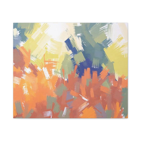 Abstract Colorful Brushstroke Matte Canvas Wall Art – Vibrant Orange & Green Stretched Print