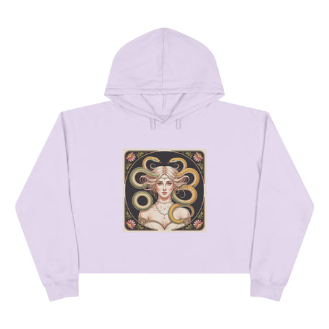 Art Nouveau Medusa Crop Hoodie — Vintage Goddess Graphic