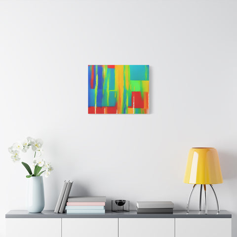 Abstract Rainbow Blocks Matte Canvas Print