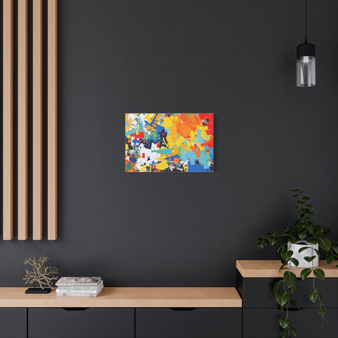Abstract Splash Colorful Matte Canvas Wall Art – Vibrant Modern Stretched Print