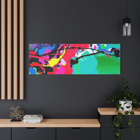 Abstract Neon Splash Matte Canvas Print — Vibrant Colorful Stretched Wall Art