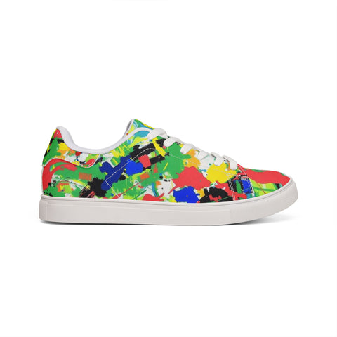 Color Splash Leather Sneakers — Men’s Low-Top Artistic Casual Shoes