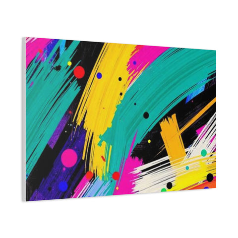 Abstract Neon Brushstroke Canvas Print — Colorful Modern Wall Art
