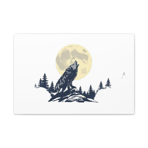 Howling Wolf Moon Matte Canvas Wall Art — Stretched 1.25"