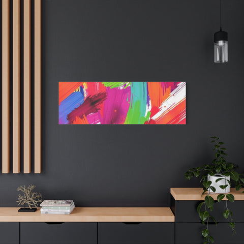 Abstract Rainbow Brushstrokes Matte Canvas Wall Art — Vibrant Stretched 1.25"