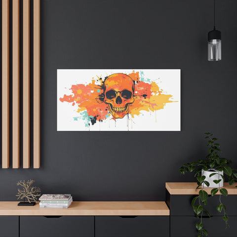 Skull Art Canvas Print – Vibrant Paint-Splash Skull Wall Decor