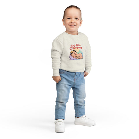 Nap Time Champion Toddler Sweatshirt — Cute Sleeping Baby Graphic