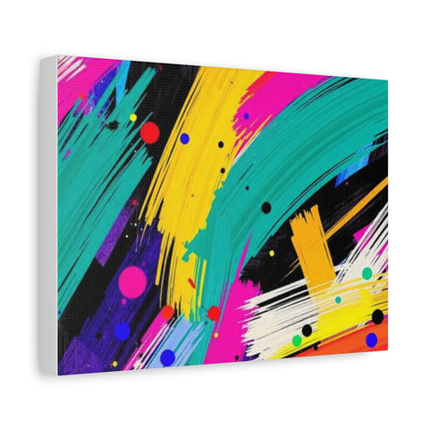 Abstract Neon Brushstroke Canvas Print — Colorful Modern Wall Art