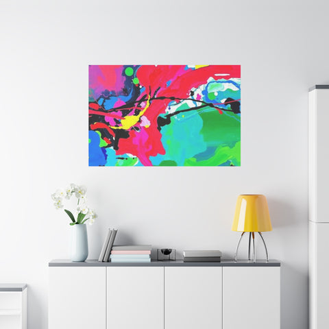 Abstract Neon Splash Matte Canvas Print — Vibrant Colorful Stretched Wall Art