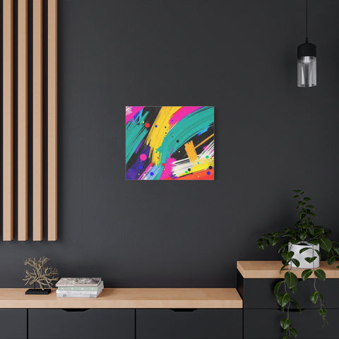 Abstract Neon Brushstroke Canvas Print — Colorful Modern Wall Art