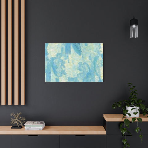 Abstract Aqua Brushstroke Canvas Print — Coastal Blue Wall Art