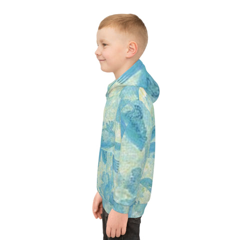 Kids Hoodie - Blue Watercolor Camo All-Over Print
