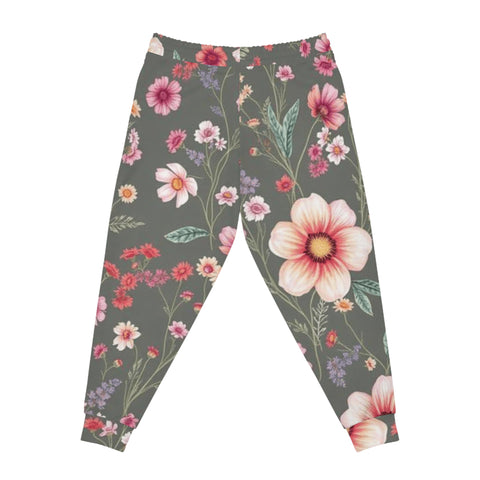 Floral Athletic Joggers — Vintage Meadow All-Over-Print Sweatpants