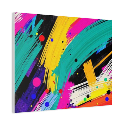Abstract Neon Brushstroke Canvas Print — Colorful Modern Wall Art