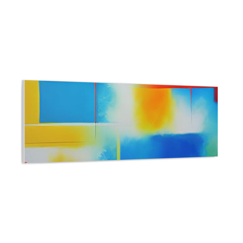 Abstract Color Field Matte Canvas Print — Vibrant Blue, Yellow & Red Stretched Wall Art