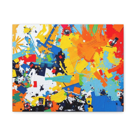 Abstract Splash Colorful Matte Canvas Wall Art – Vibrant Modern Stretched Print