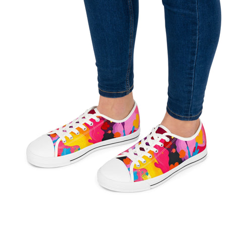 Colorful Abstract Paint Splash Women's Low Top Sneakers
